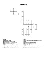 Animals Crossword Puzzles Printable