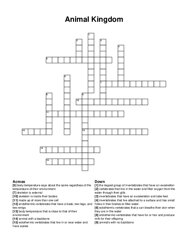 Animal Kingdom crossword puzzle