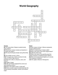 World Geography crossword puzzle