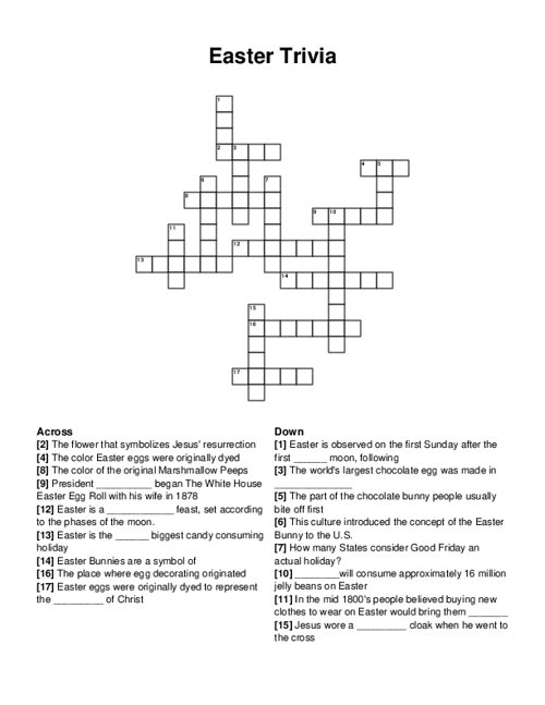 Easter Trivia Crossword Puzzle