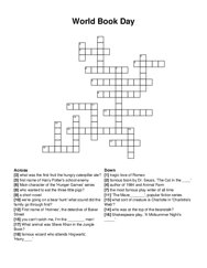 World Book Day crossword puzzle