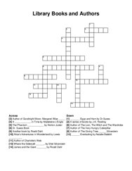 Library Books and Authors crossword puzzle