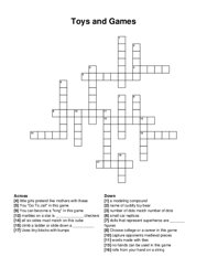 Toys and Games crossword puzzle