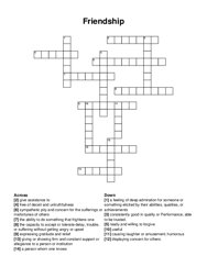 Friendship crossword puzzle