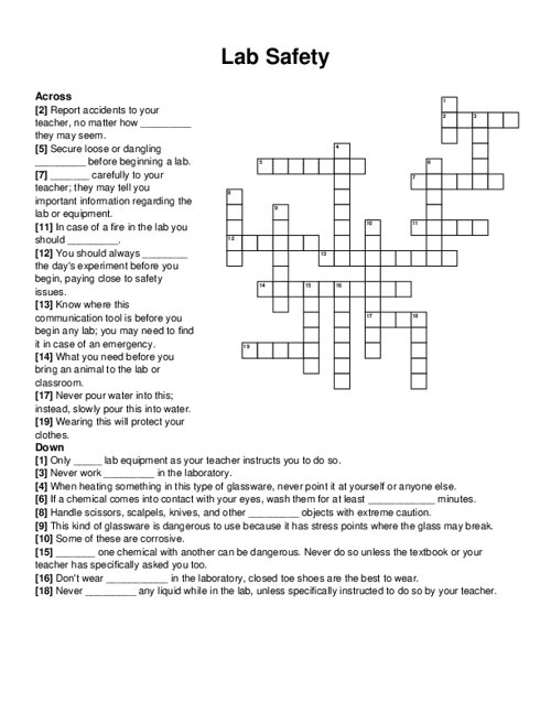 Electricity Crossword