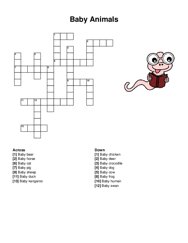 Baby Animals crossword puzzle