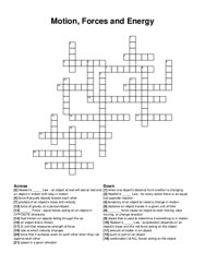 Motion, Forces and Energy crossword puzzle