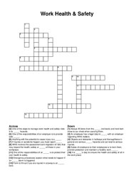 Work Health & Safety crossword puzzle