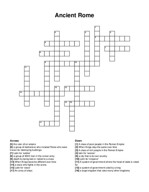 Ancient Rome Crossword Puzzle