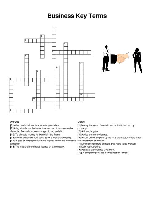 Business Key Terms Crossword Puzzle
