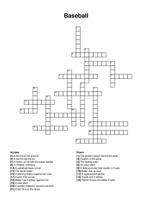 Baseball Crossword