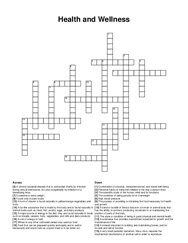 Health and Wellness crossword puzzle