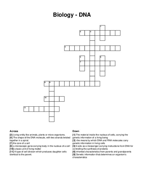 Biology - DNA Crossword Puzzle