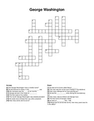 George Washington crossword puzzle