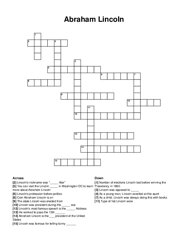 Abraham Lincoln crossword puzzle