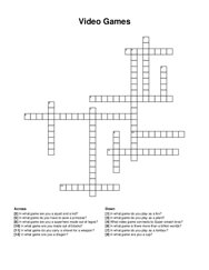 Video Games crossword puzzle