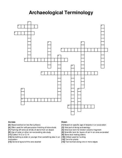 Archaeological Terminology Crossword Puzzle