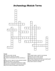 Archaeology Module Terms crossword puzzle