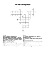 Our Solar System crossword puzzle