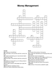 Money Management crossword puzzle