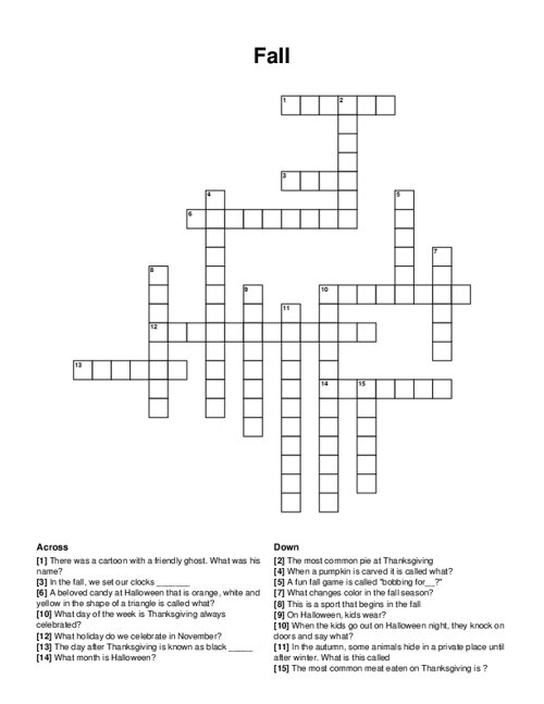 Fall Crossword Puzzle