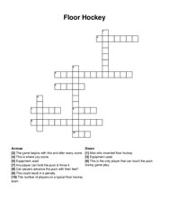 Floor Hockey crossword puzzle