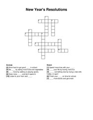 New Years Resolutions crossword puzzle
