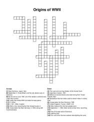 Origins of WWII crossword puzzle