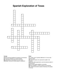 Spanish Exploration of Texas crossword puzzle