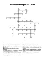 Business Management Terms crossword puzzle