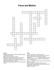 Force and Motion crossword puzzle