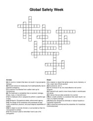Global Safety Week crossword puzzle