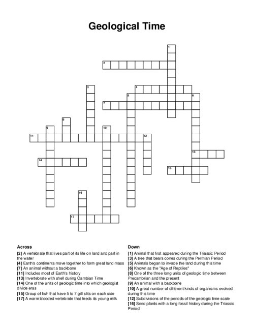 Geological Time Crossword Puzzle