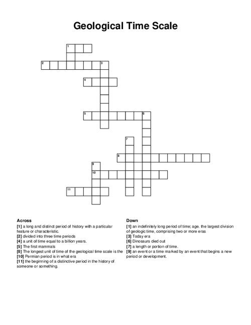 Geological Time Scale Crossword Puzzle