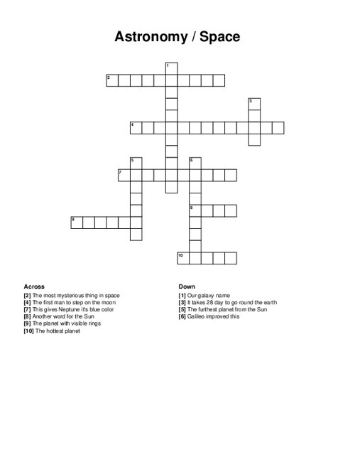 Astronomy / Space Crossword Puzzle