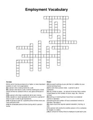 Employment Vocabulary crossword puzzle