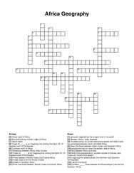 Africa Geography crossword puzzle
