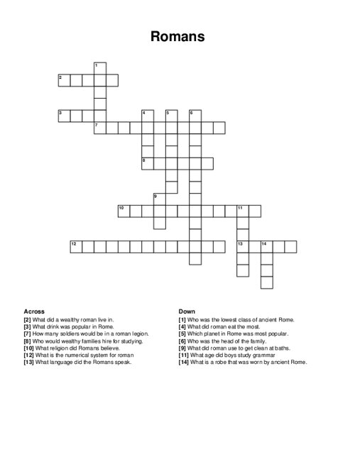 Romans Crossword Puzzle