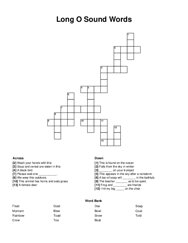 Long O Sound Words crossword puzzle