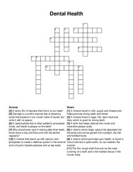 Dental Health crossword puzzle