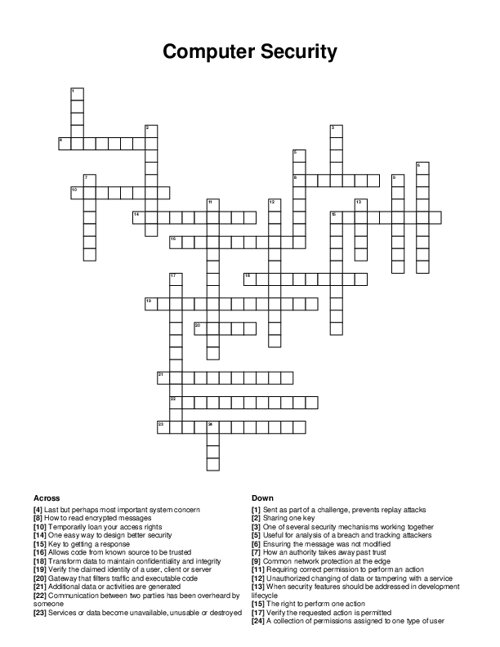 Computer Security Crossword Puzzle