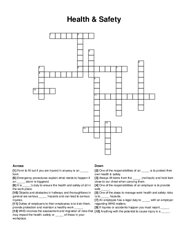 Health & Safety crossword puzzle