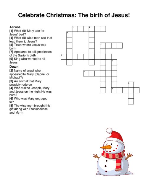 Celebrate Christmas: The birth of Jesus! Crossword Puzzle