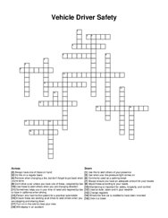 Vehicle Driver Safety crossword puzzle