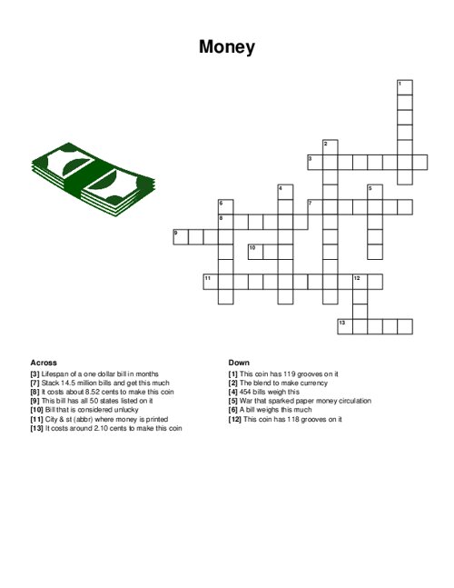 Money Crossword Puzzle