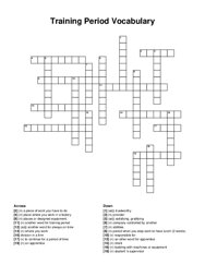 Training Period Vocabulary crossword puzzle