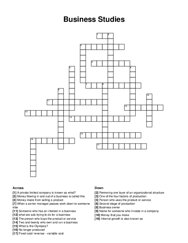 Business Studies crossword puzzle