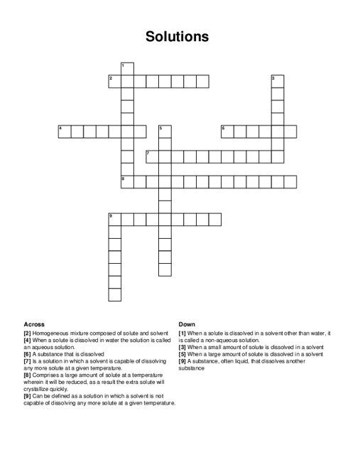 Solutions Crossword Puzzle