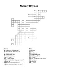 Nursery Rhymes crossword puzzle