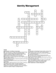 Identity Management crossword puzzle
